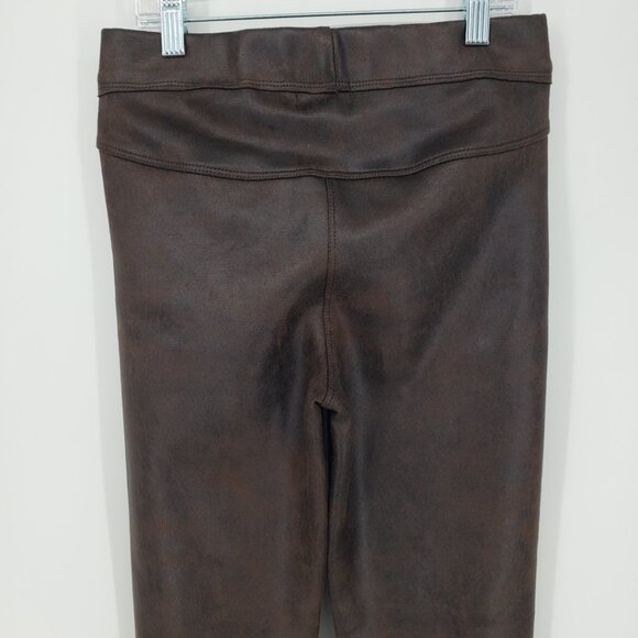 Max Studio Vegan Faux Leather Leggings XS High Rise Waist Ankle Pull On Brown - Picture 8 of 9